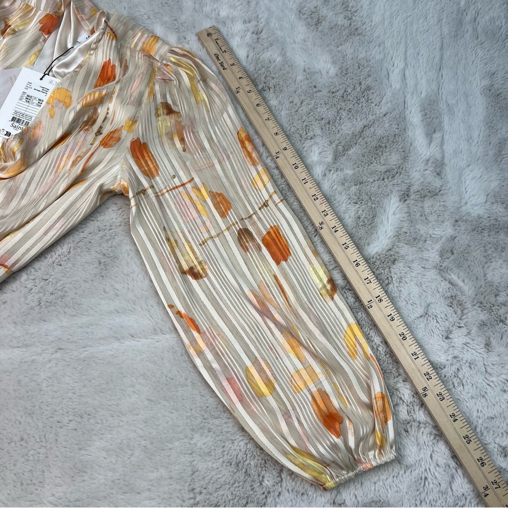 Saint Tropez Elegant Orange Gold Patterned Wrap Dress Size Small New with Tag - Picture 10 of 14